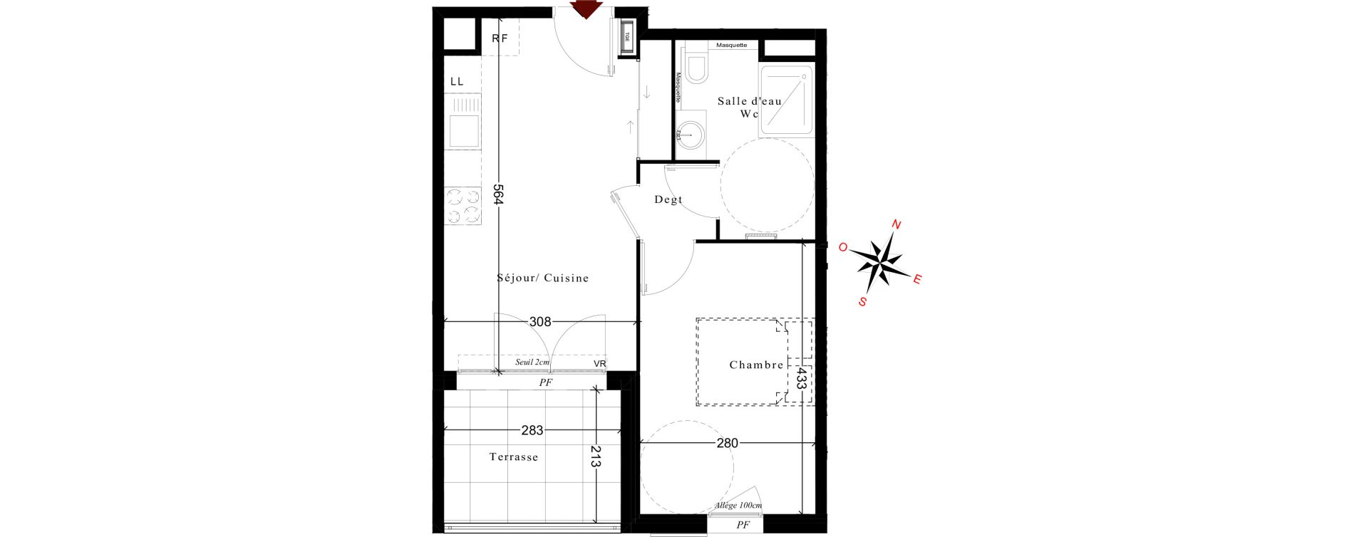 Appartement T2 de 37,39 m2 &agrave; Cuges-Les-Pins Centre