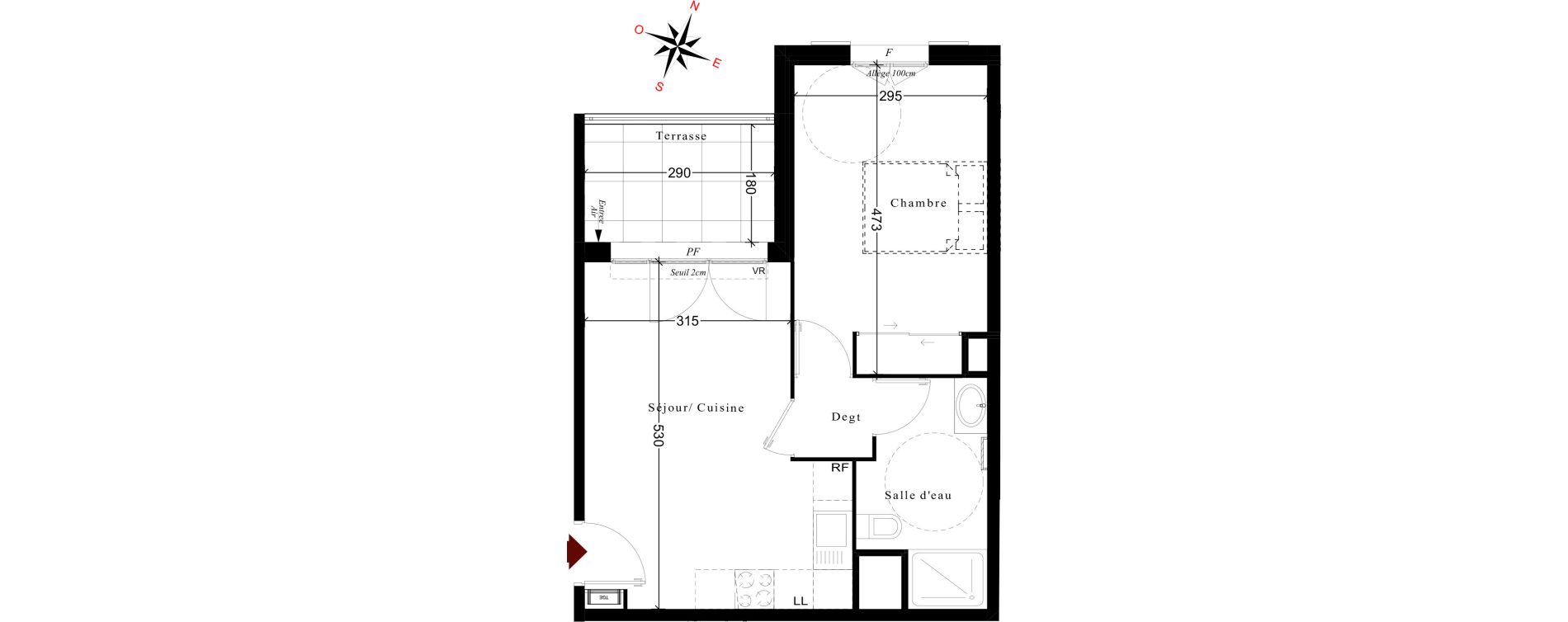 Appartement T2 de 39,74 m2 &agrave; Cuges-Les-Pins Centre