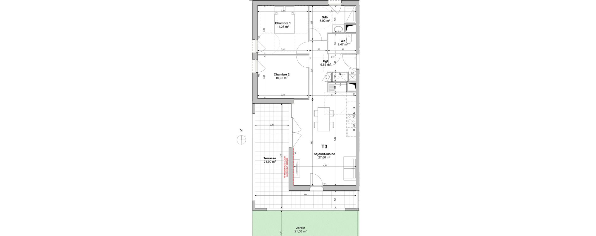 Appartement T3 de 64,21 m2 &agrave; Fos-Sur-Mer Centre