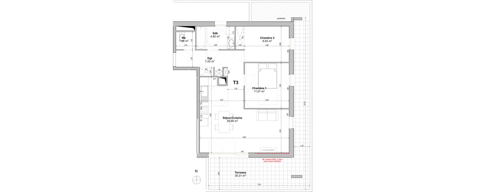 Appartement T3 de 64,90 m2 &agrave; Fos-Sur-Mer Centre