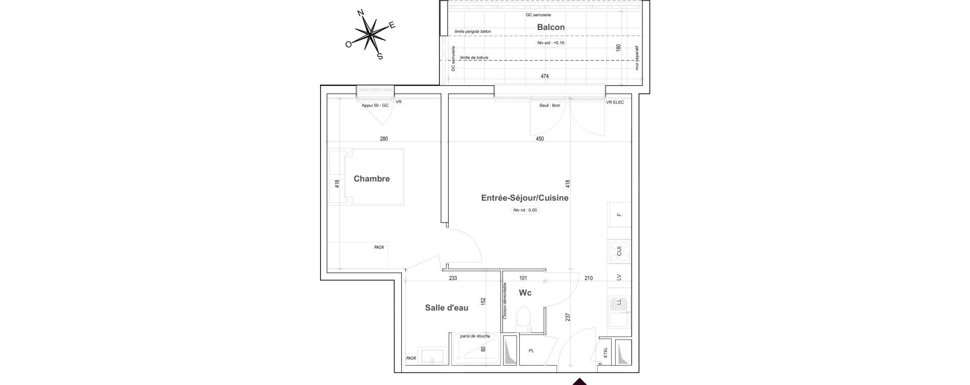 Appartement T2 de 42,31 m2 &agrave; Gardanne Centre