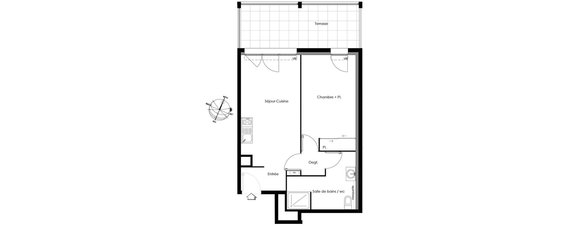 Appartement T2 de 43,60 m2 &agrave; Gardanne Centre