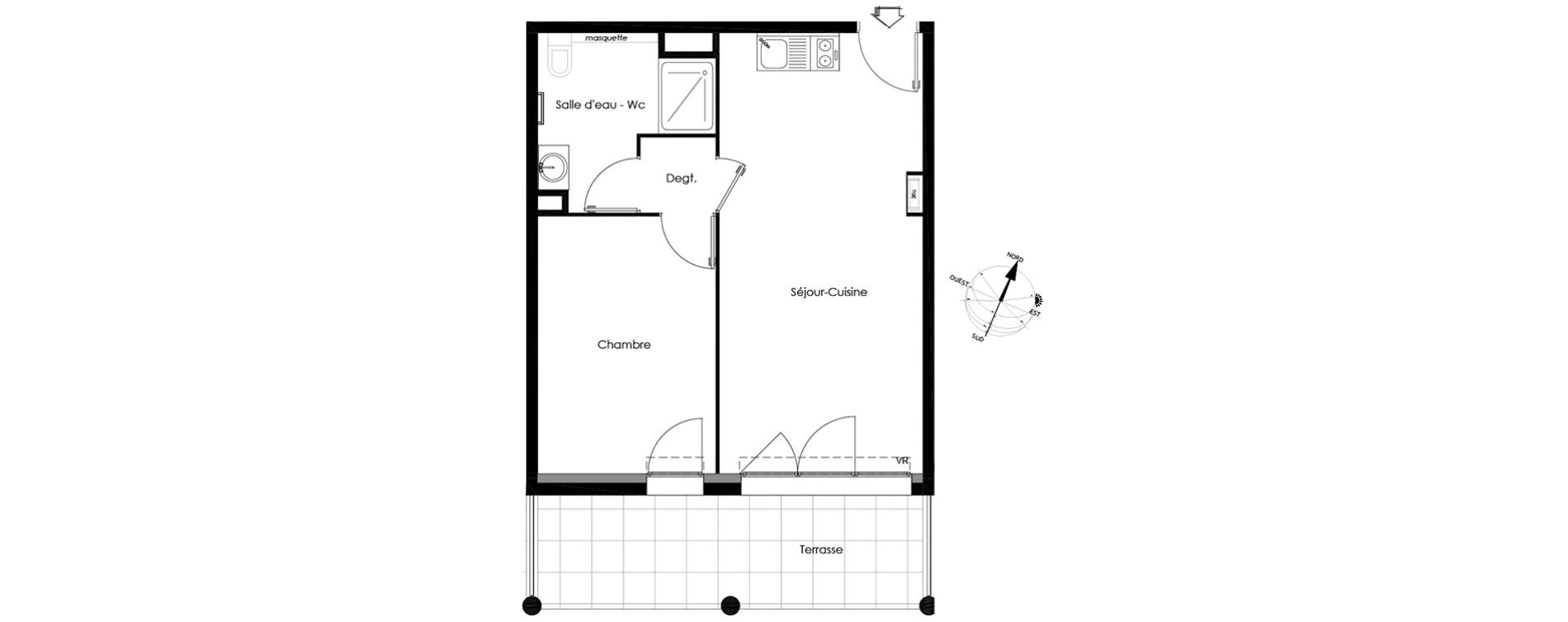 Appartement T2 de 41,21 m2 &agrave; Gardanne Centre