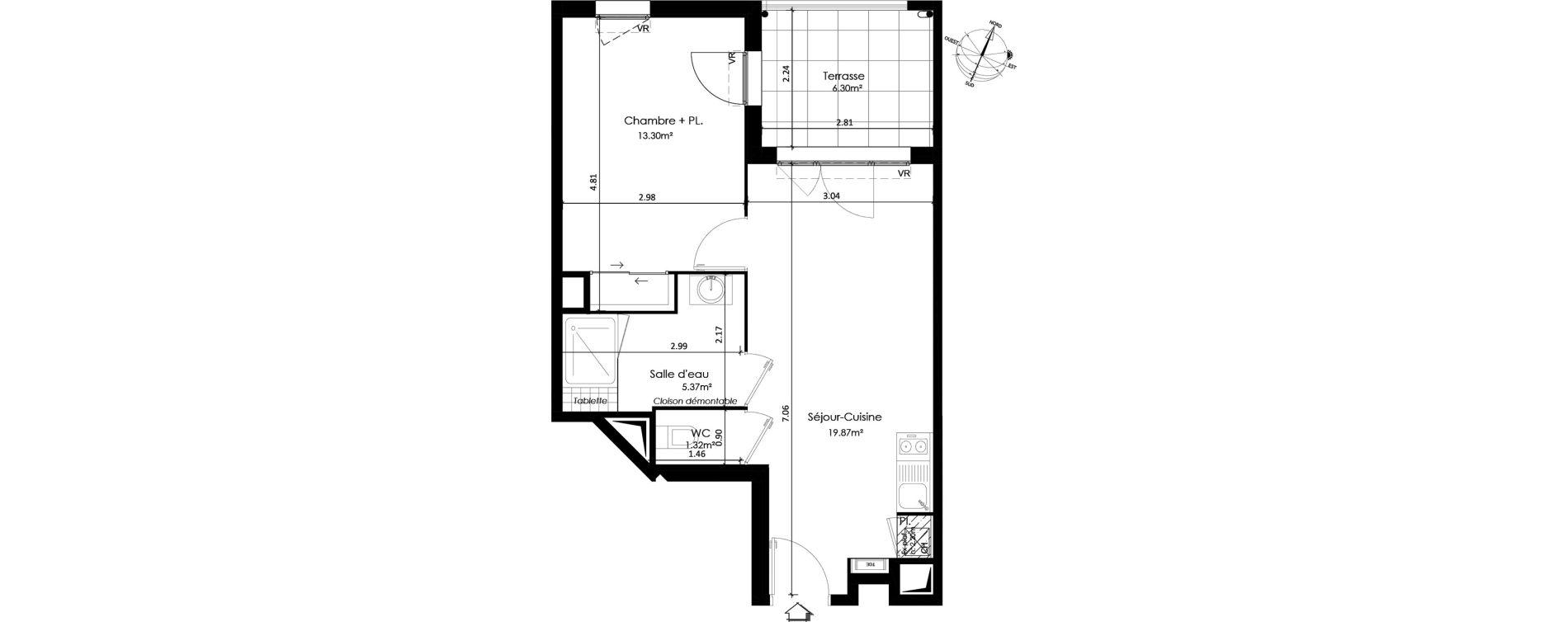 Appartement T2 de 39,86 m2 &agrave; Gardanne Centre