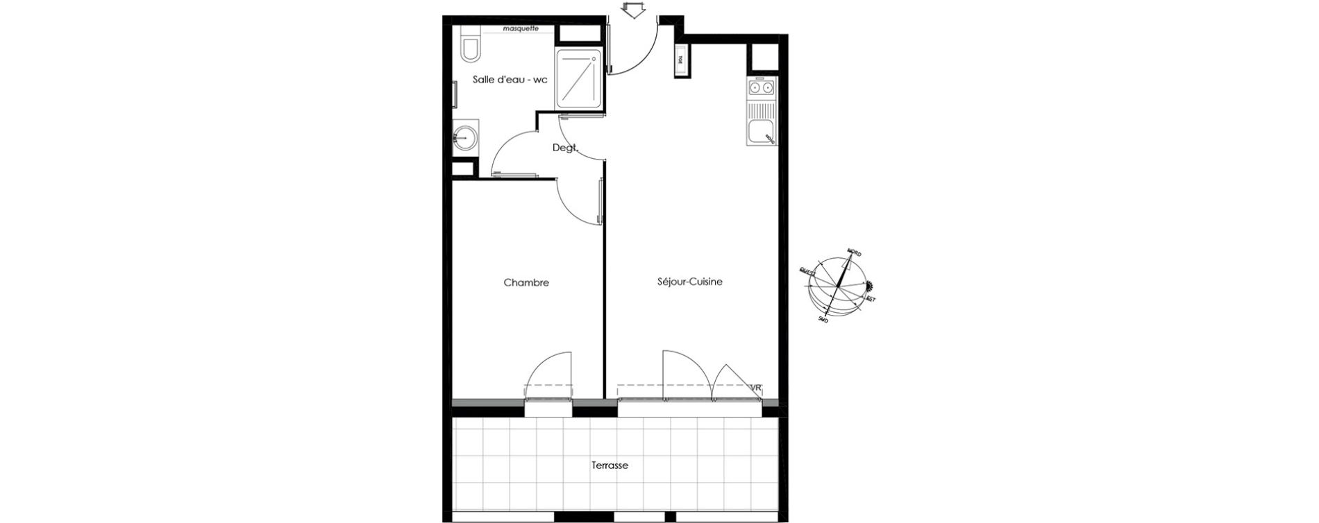 Appartement T2 de 40,17 m2 &agrave; Gardanne Centre