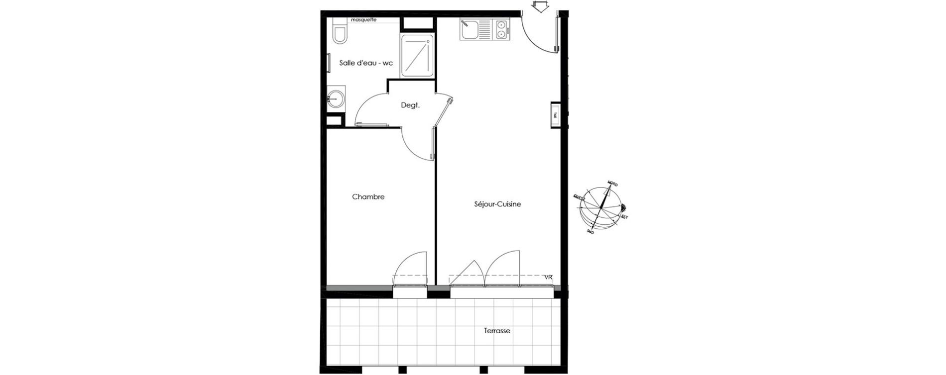 Appartement T2 de 41,21 m2 &agrave; Gardanne Centre