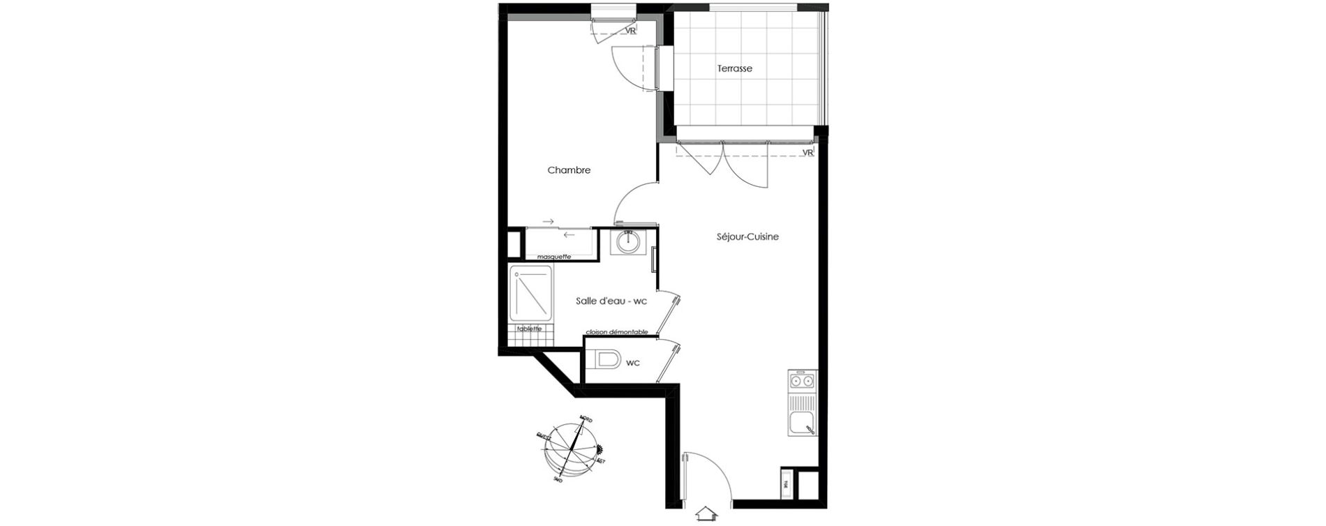 Appartement T2 de 39,74 m2 &agrave; Gardanne Centre