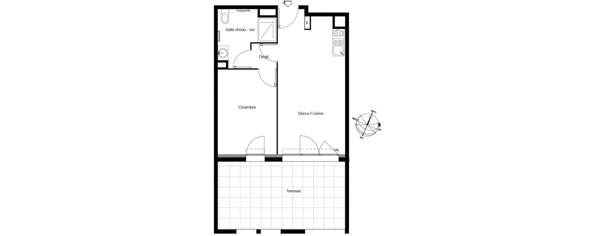 Appartement T2 de 40,37 m2 &agrave; Gardanne Centre
