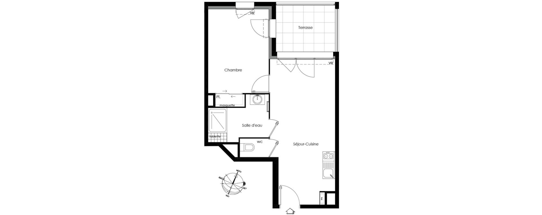 Appartement T2 de 39,73 m2 &agrave; Gardanne Centre