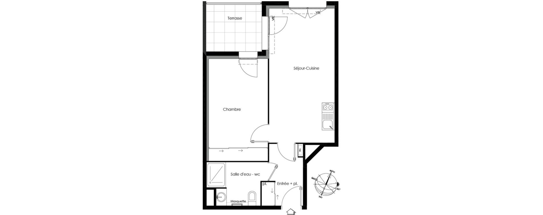 Appartement T2 de 43,93 m2 &agrave; Gardanne Centre