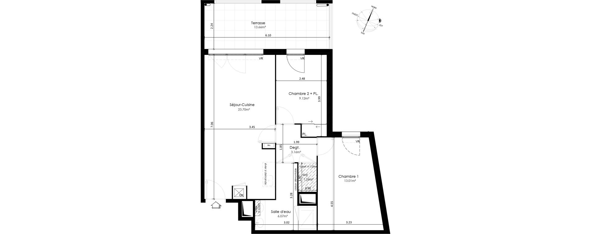 Appartement T3 de 56,32 m2 &agrave; Gardanne Centre