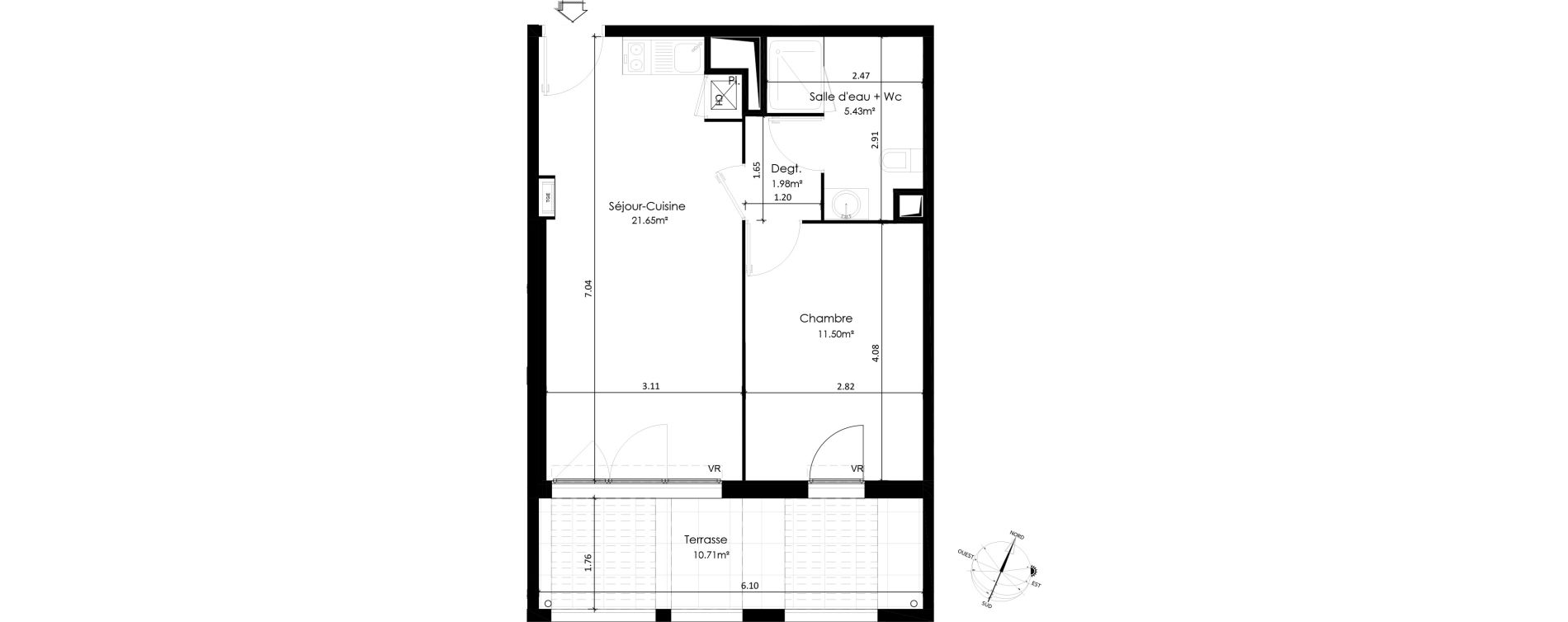 Appartement T2 de 40,56 m2 &agrave; Gardanne Centre