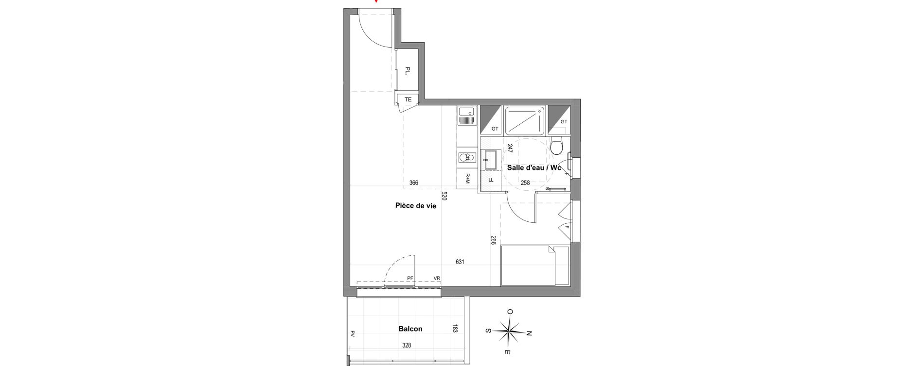 Appartement T1 de 35,35 m2 &agrave; Gardanne Centre