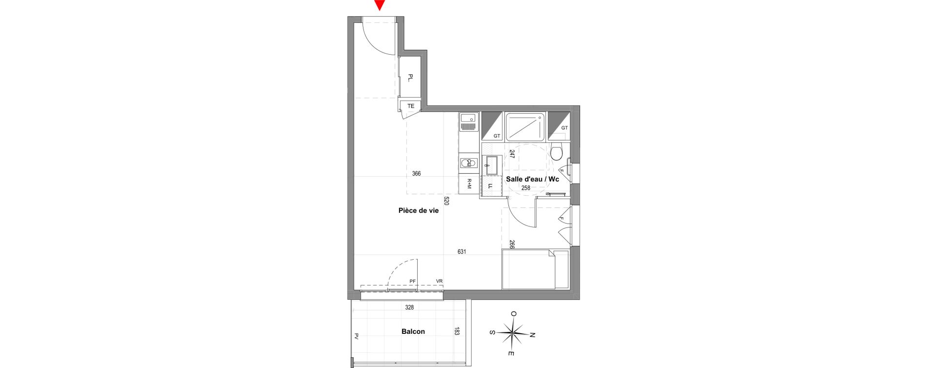 Appartement T1 de 35,31 m2 &agrave; Gardanne Centre