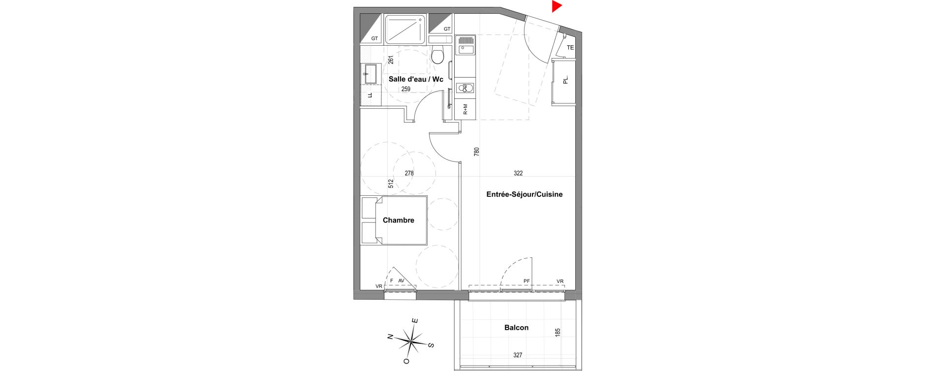 Appartement T2 de 44,34 m2 &agrave; Gardanne Centre