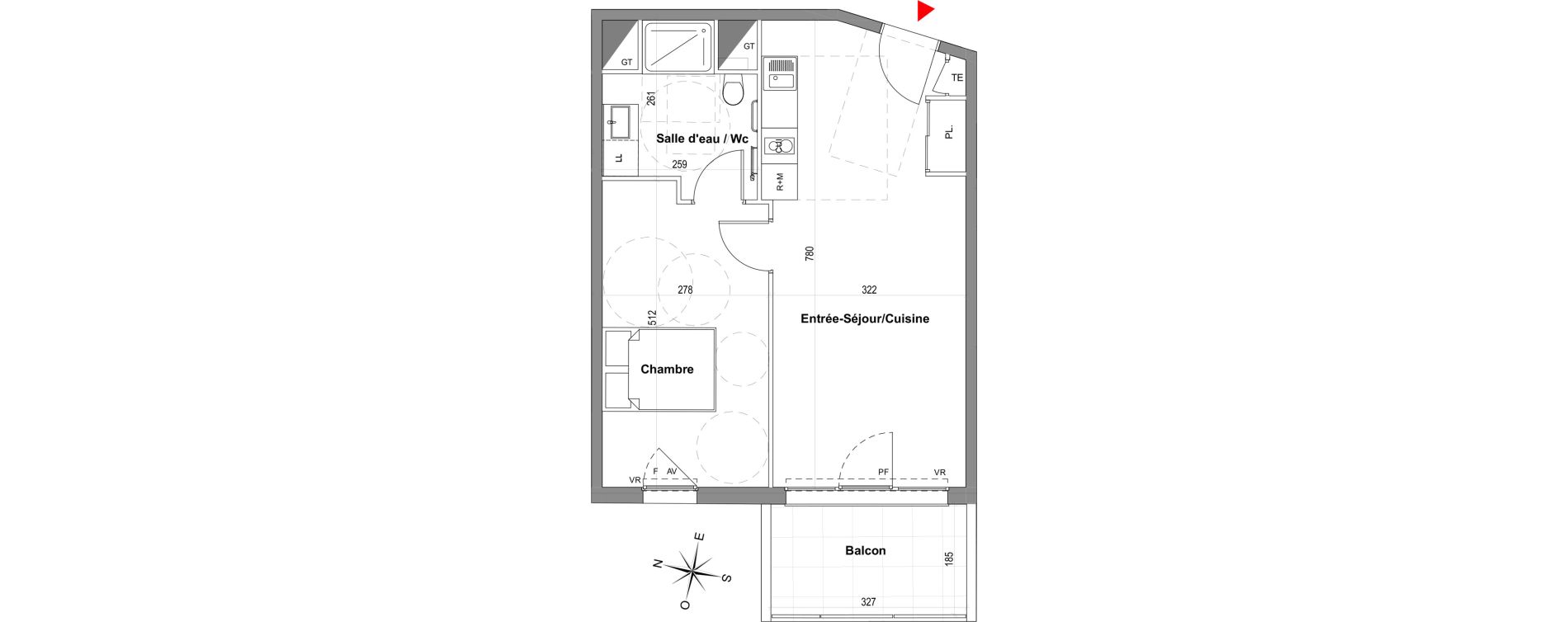 Appartement T2 de 44,34 m2 &agrave; Gardanne Centre