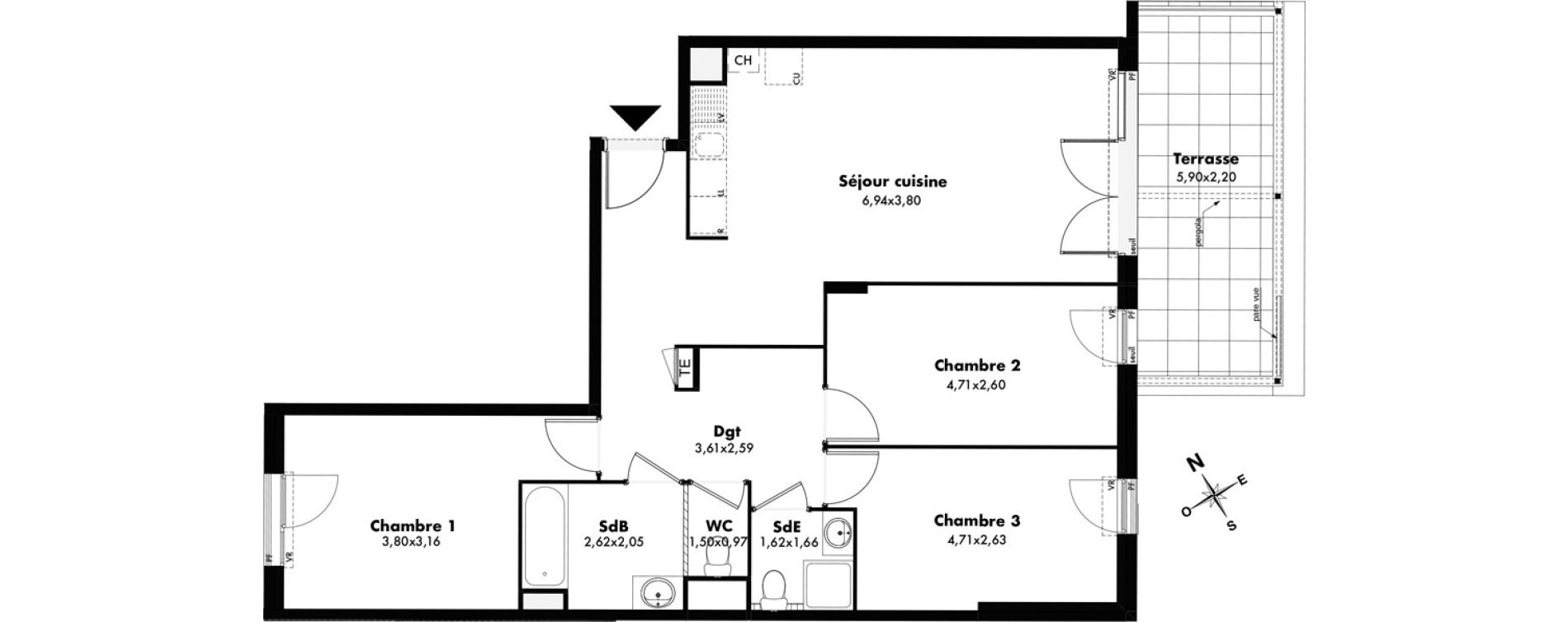 Appartement T4 de 86,72 m2 &agrave; Gardanne La crau - jean de bouc - la palun