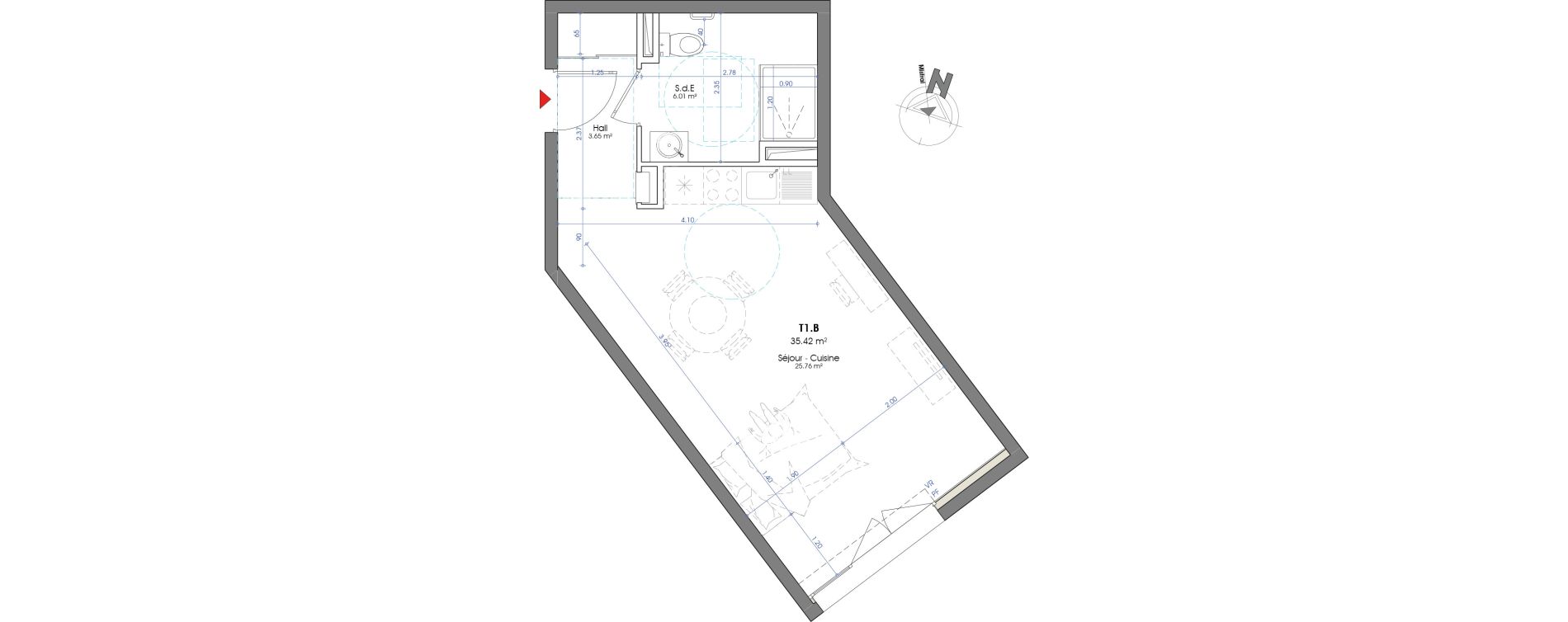 Appartement T1 de 35,00 m2 &agrave; Gignac-La-Nerthe Centre