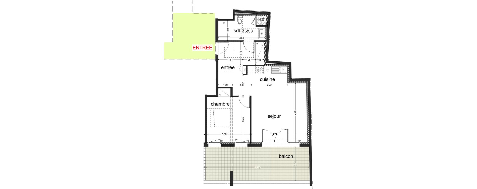 Appartement T2 de 51,60 m2 &agrave; Istres La pujade