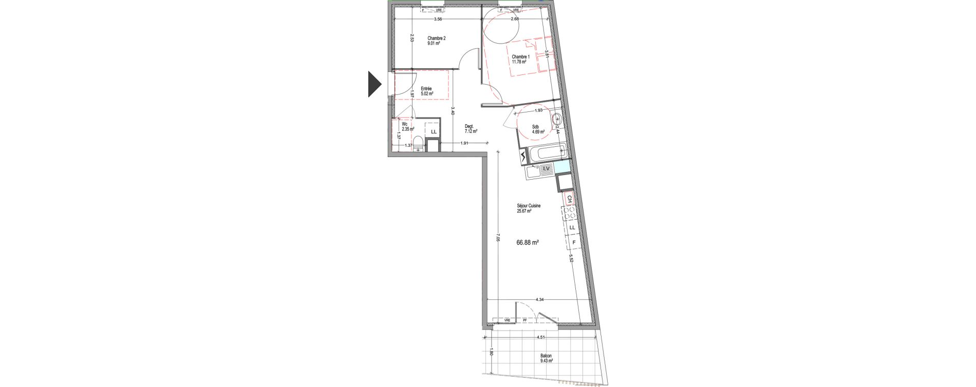 Appartement T3 de 65,64 m2 &agrave; Istres Cros de la carriere