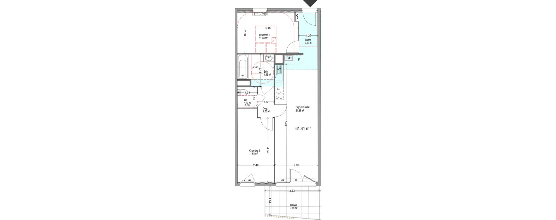 Appartement T3 de 60,51 m2 &agrave; Istres Cros de la carriere