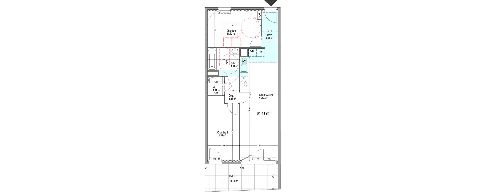 Appartement T3 de 60,54 m2 &agrave; Istres Cros de la carriere