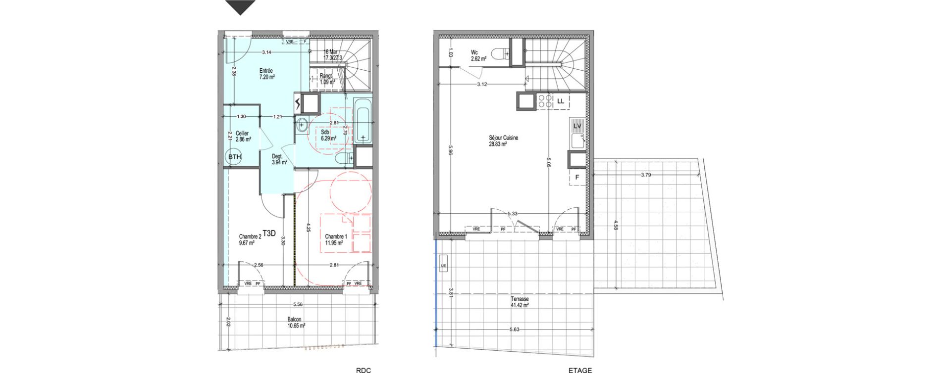 Duplex T3 de 74,45 m2 &agrave; Istres Cros de la carriere