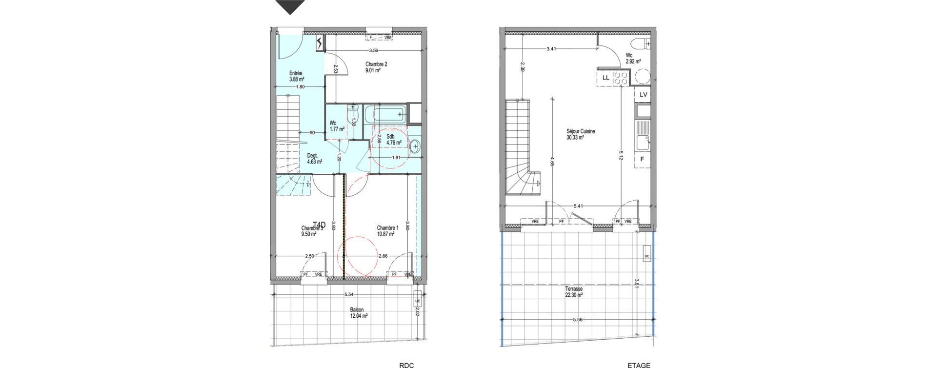 Duplex T4 de 75,90 m2 &agrave; Istres Cros de la carriere