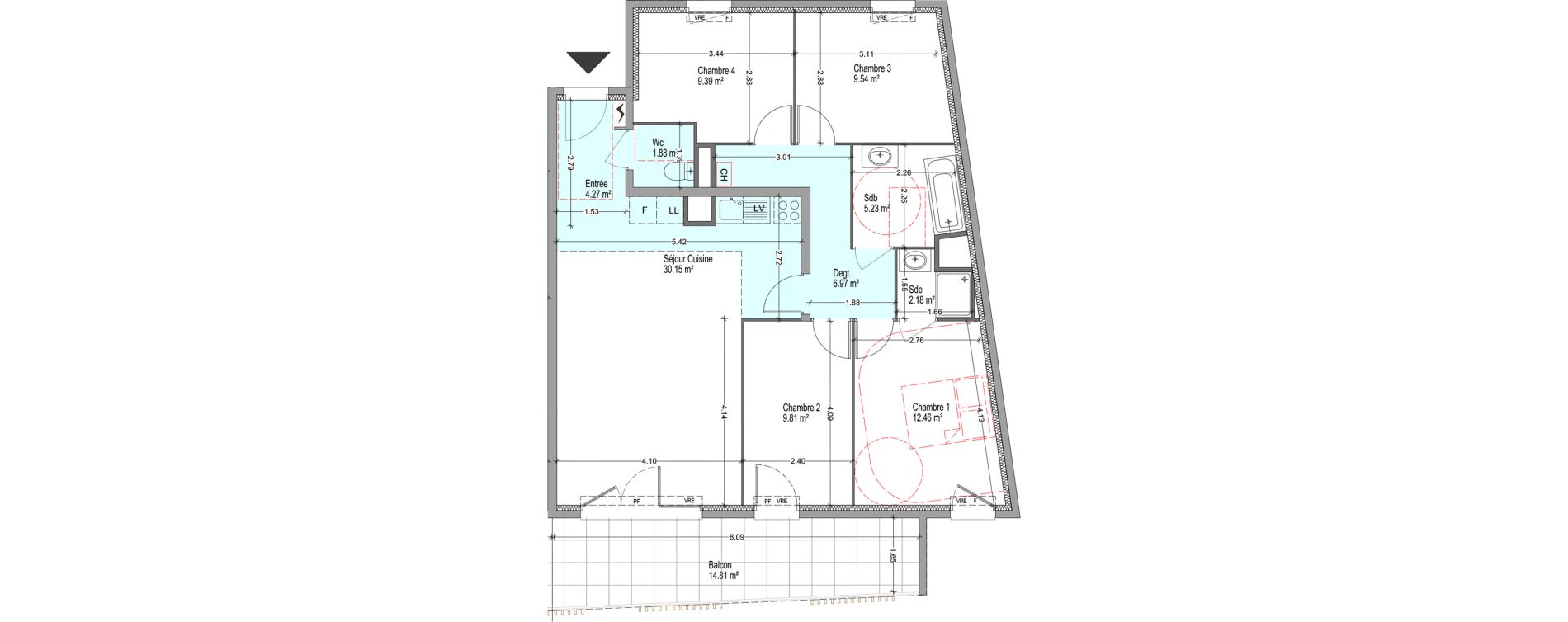 Appartement T5 de 91,88 m2 &agrave; Istres Cros de la carriere