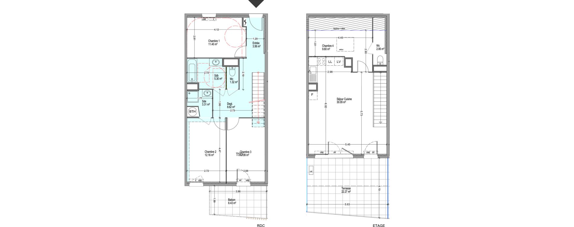 Duplex T5 de 96,10 m2 &agrave; Istres Cros de la carriere