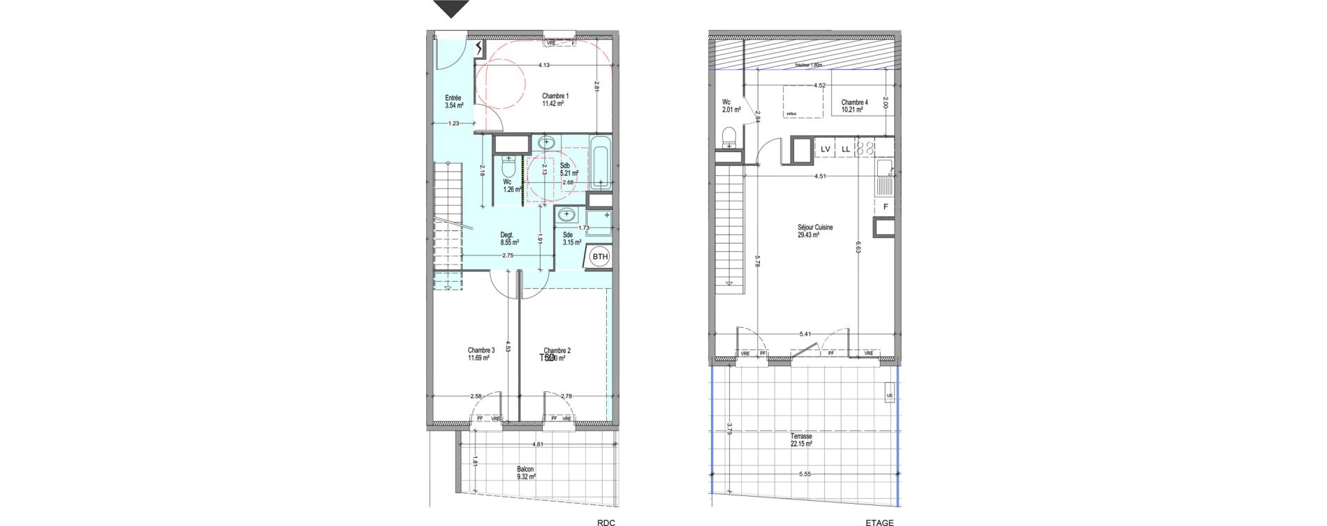 Duplex T5 de 99,07 m2 &agrave; Istres Cros de la carriere