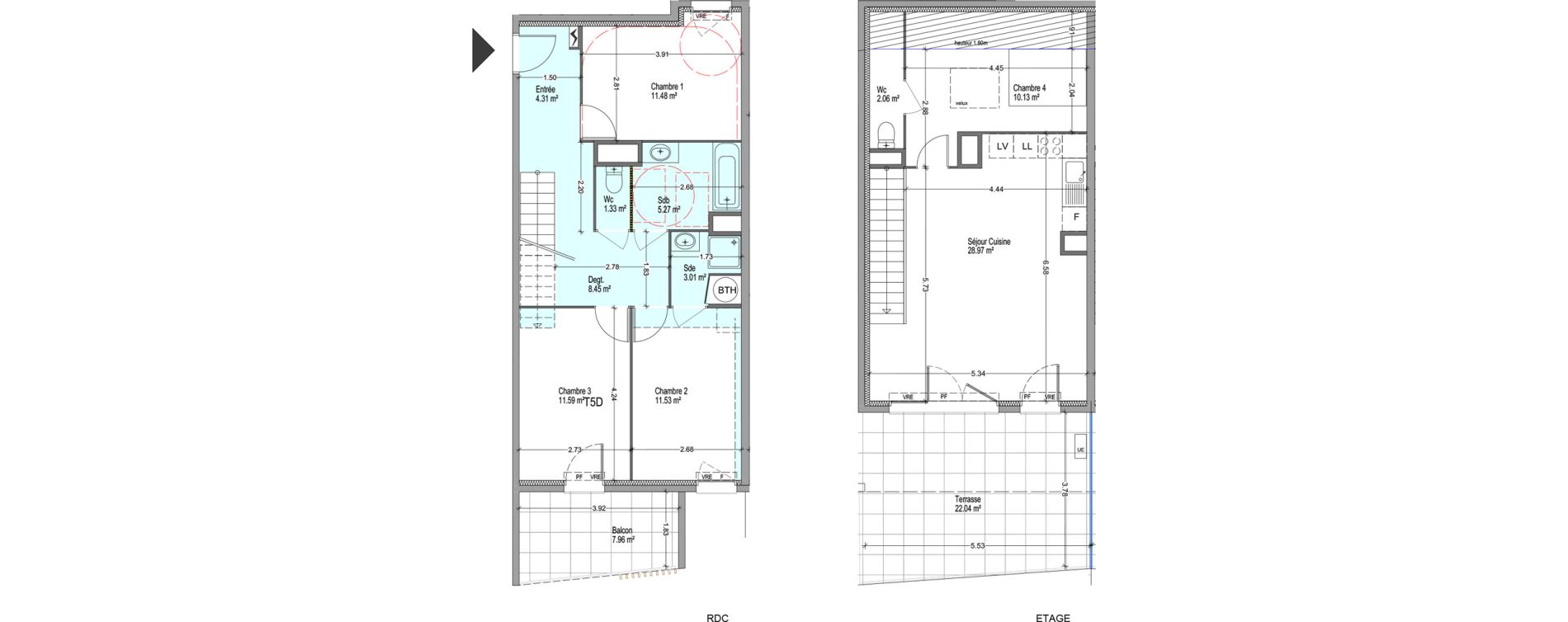Duplex T5 de 96,80 m2 &agrave; Istres Cros de la carriere