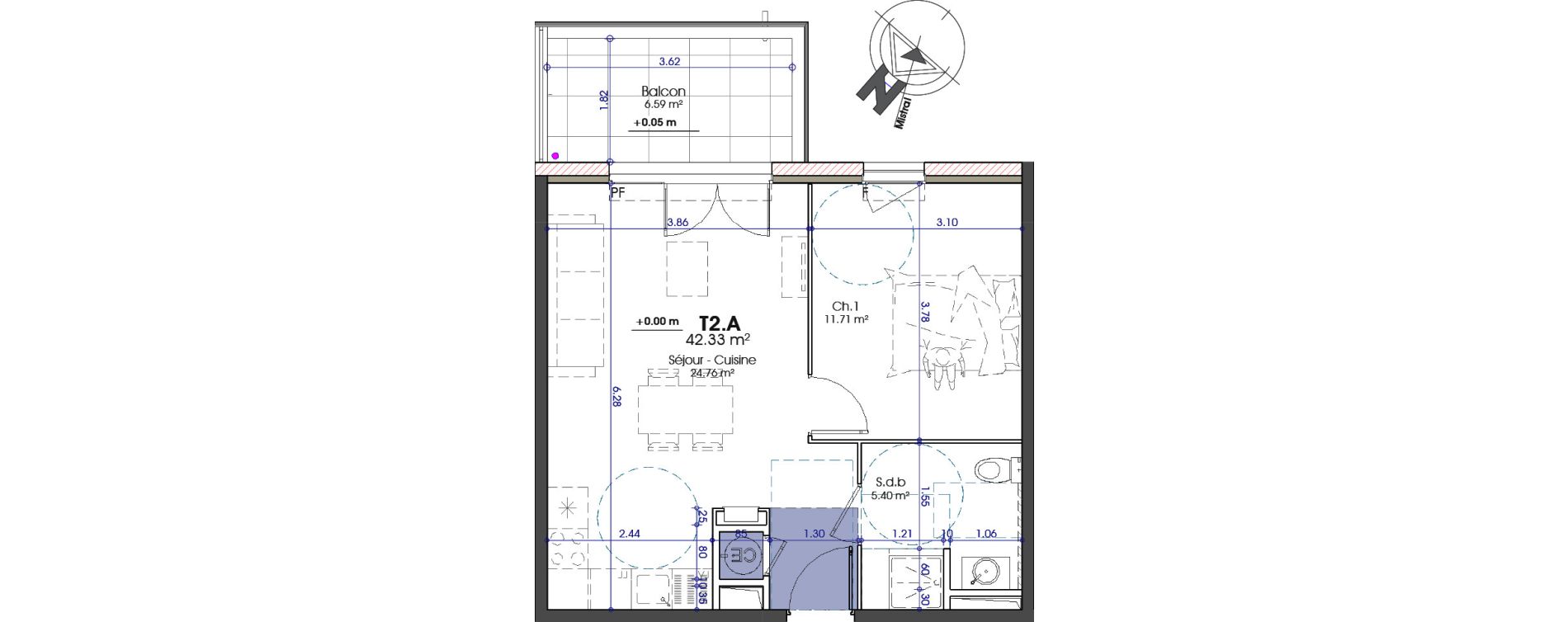 Appartement T2 de 42,33 m2 &agrave; Istres Entressen