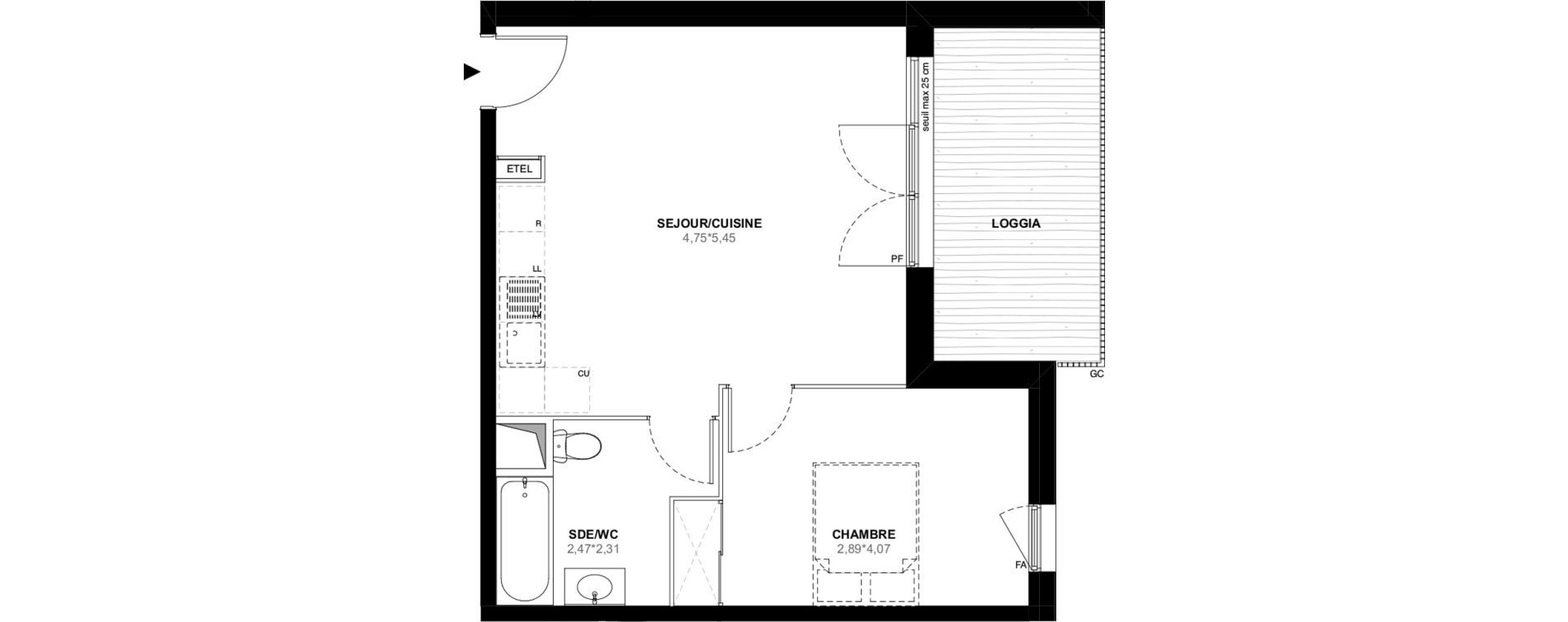 Appartement T2 de 45,29 m2 &agrave; Istres Bardin