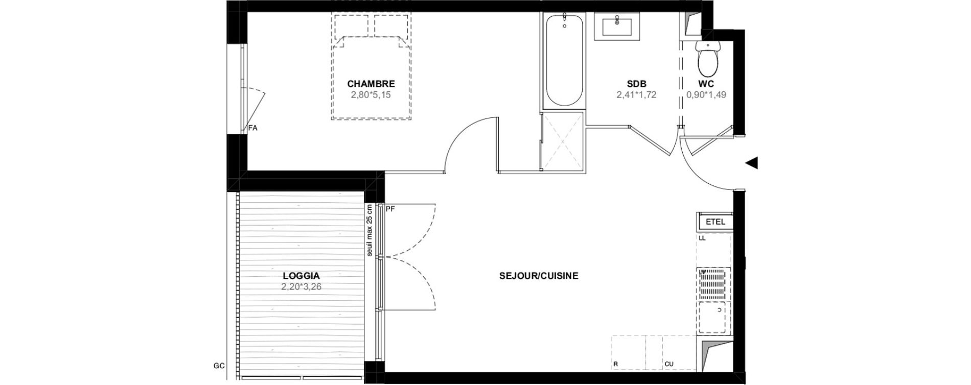 Appartement T2 de 44,09 m2 &agrave; Istres Bardin