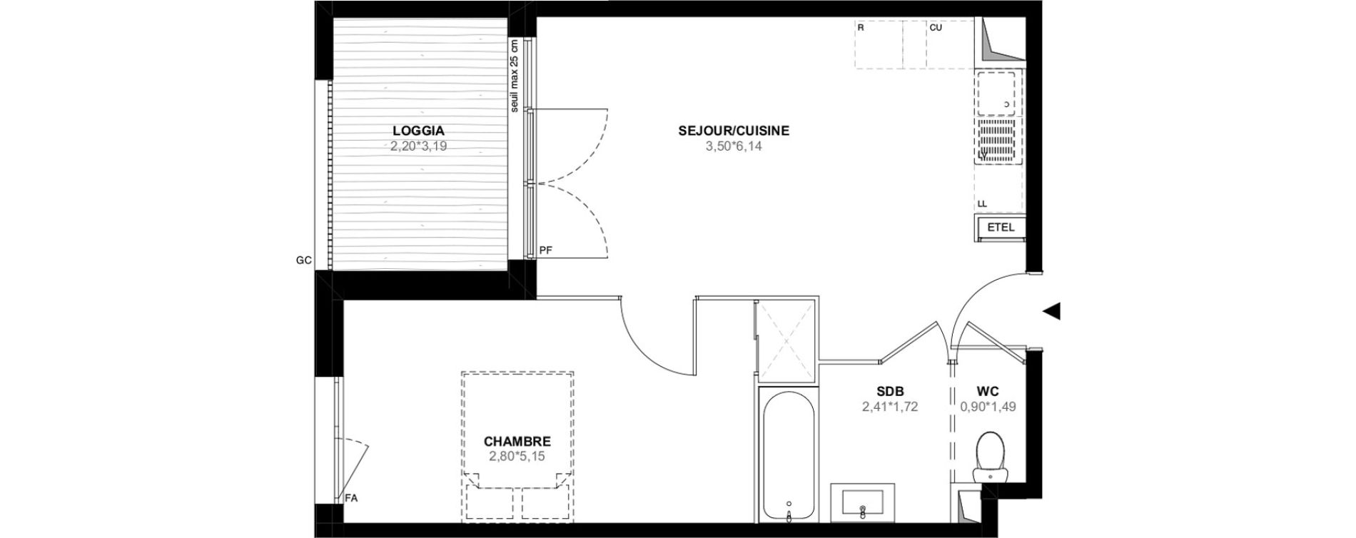 Appartement T2 de 44,08 m2 &agrave; Istres Bardin