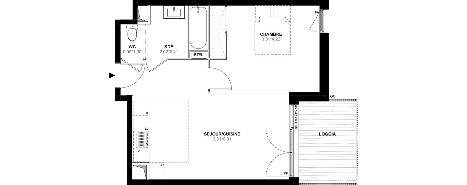 Appartement T2 de 43,40 m2 &agrave; Istres Bardin