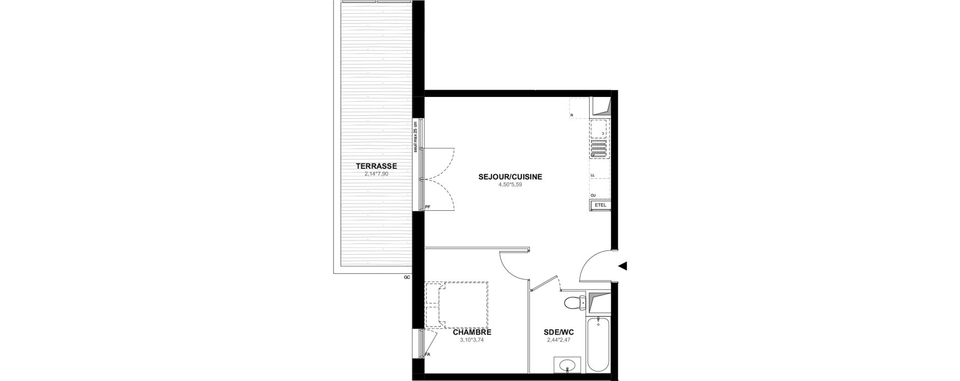 Appartement T2 de 44,67 m2 &agrave; Istres Bardin