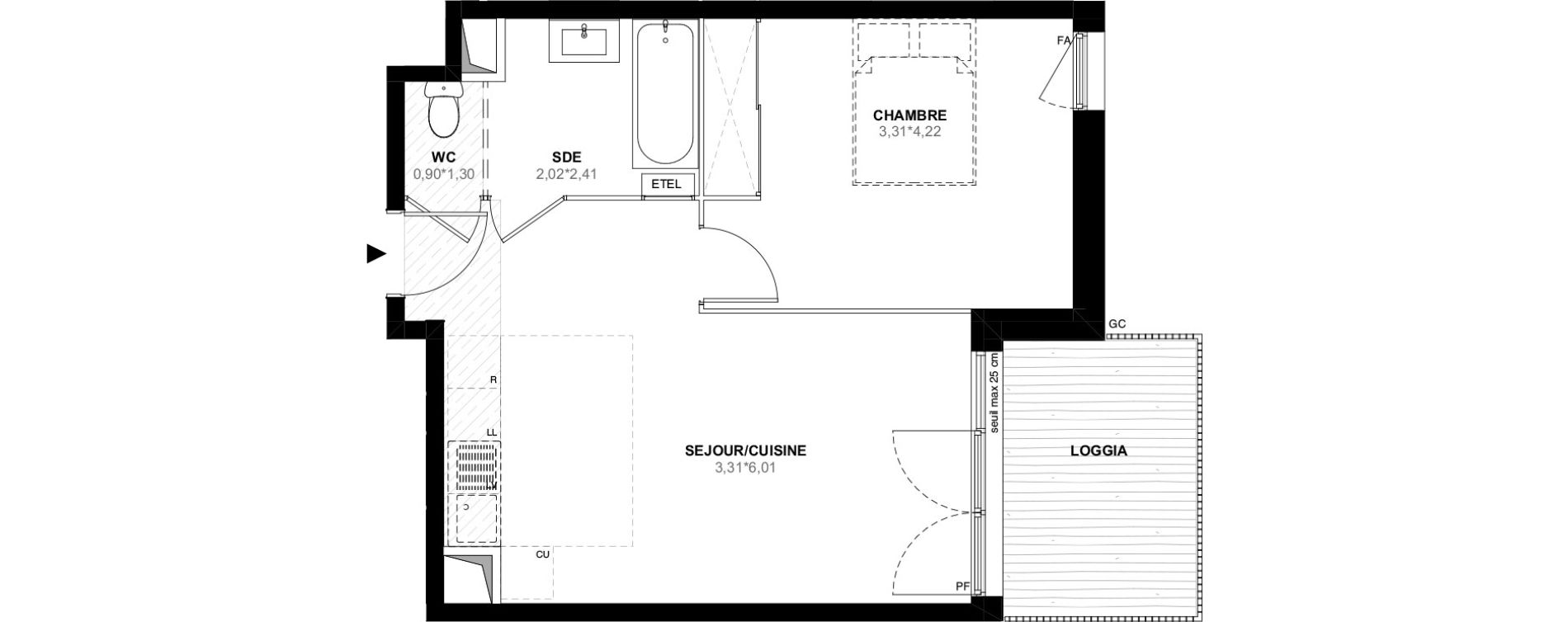 Appartement T2 de 43,40 m2 &agrave; Istres Bardin