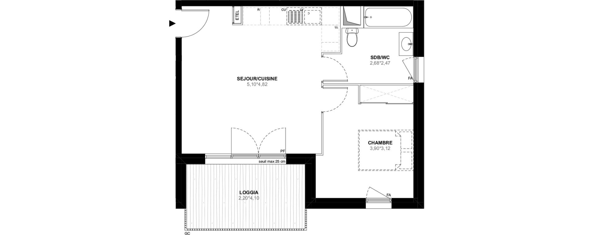 Appartement T2 de 44,58 m2 &agrave; Istres Bardin