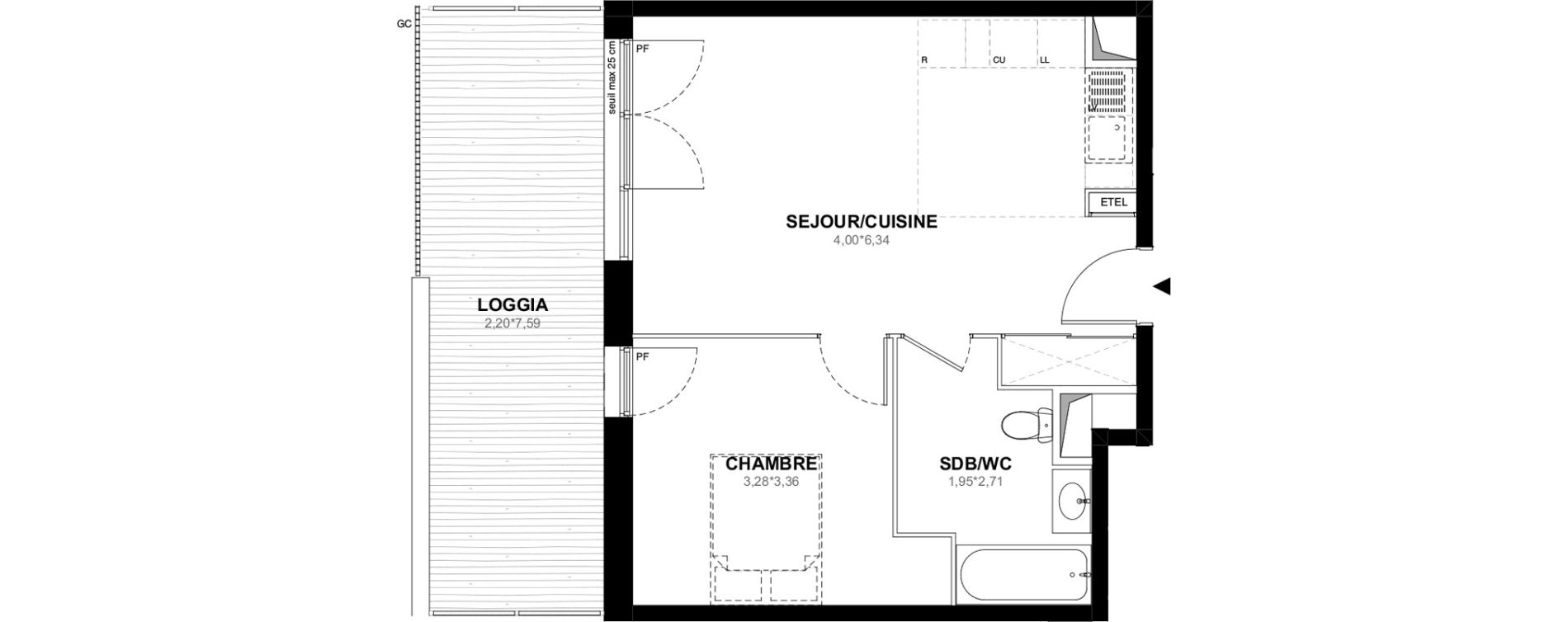 Appartement T2 de 43,82 m2 &agrave; Istres Bardin