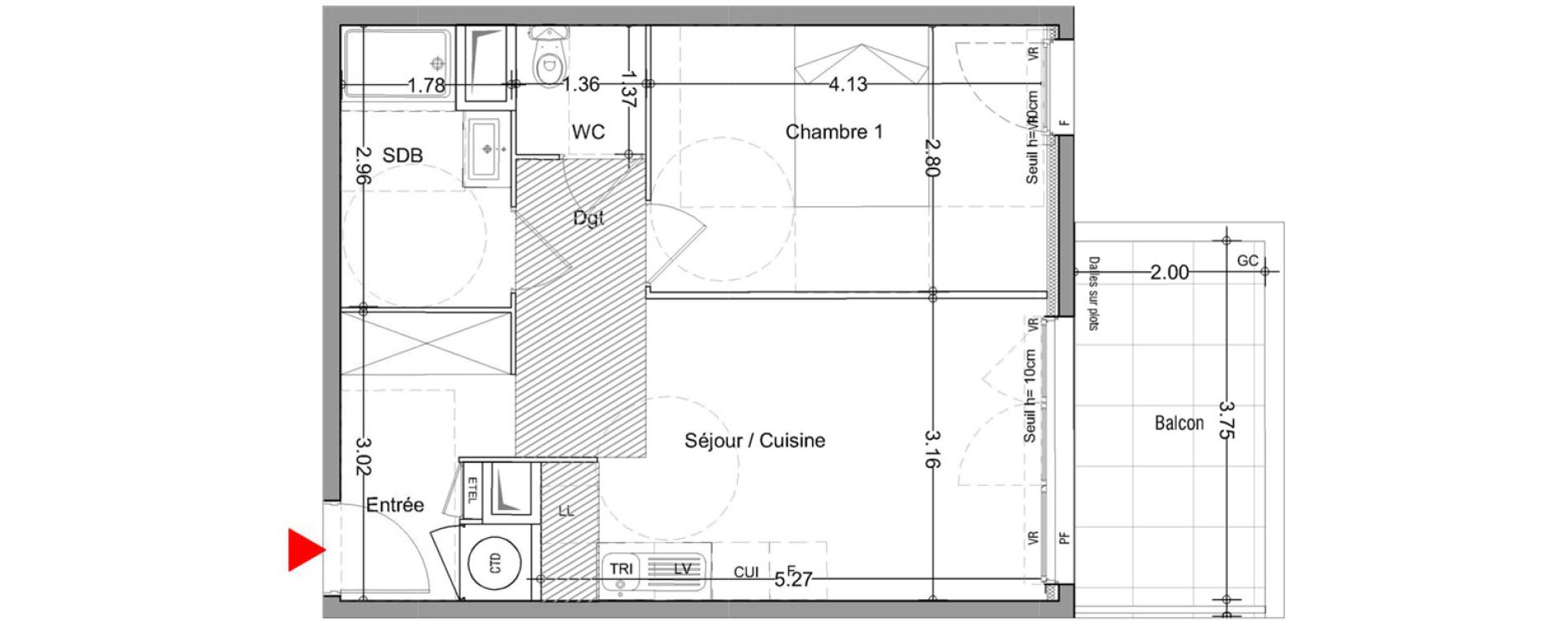 Appartement T2 de 42,60 m2 &agrave; Istres Rassuen