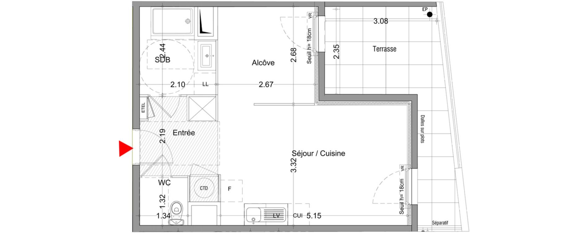 Appartement T1 de 36,10 m2 &agrave; Istres Rassuen