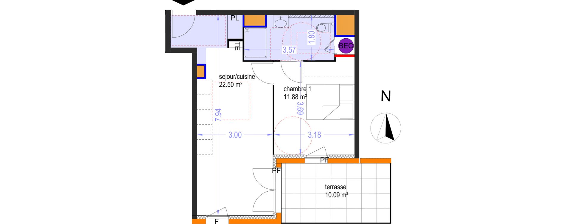 Appartement T2 de 40,89 m2 &agrave; Istres Les beaumes