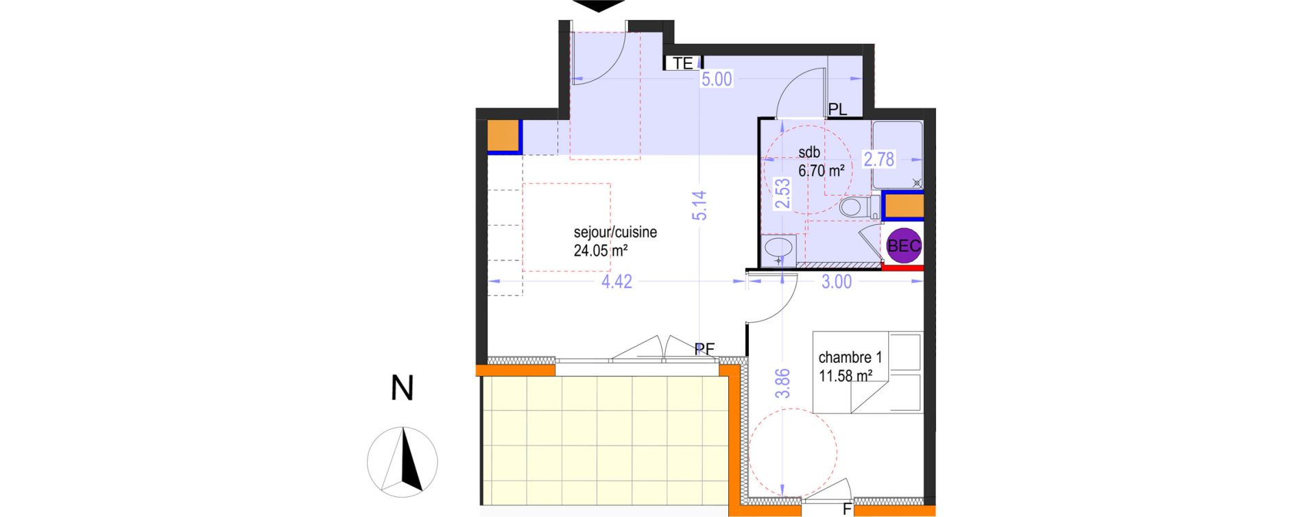 Appartement T2 de 42,33 m2 &agrave; Istres Les beaumes