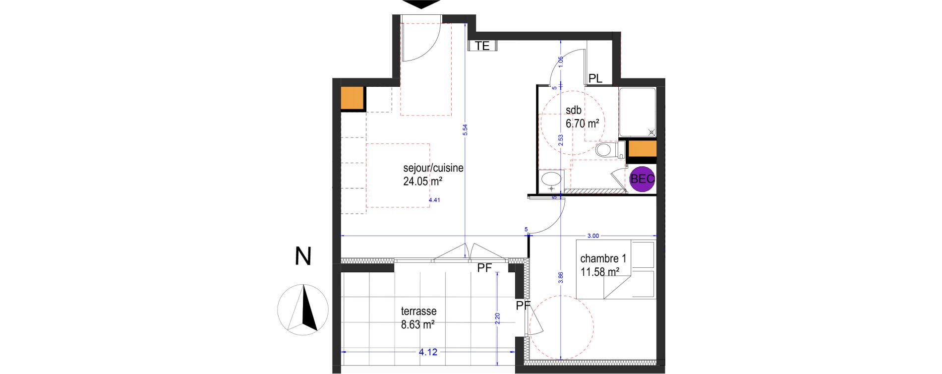 Appartement T2 de 42,33 m2 &agrave; Istres Les beaumes