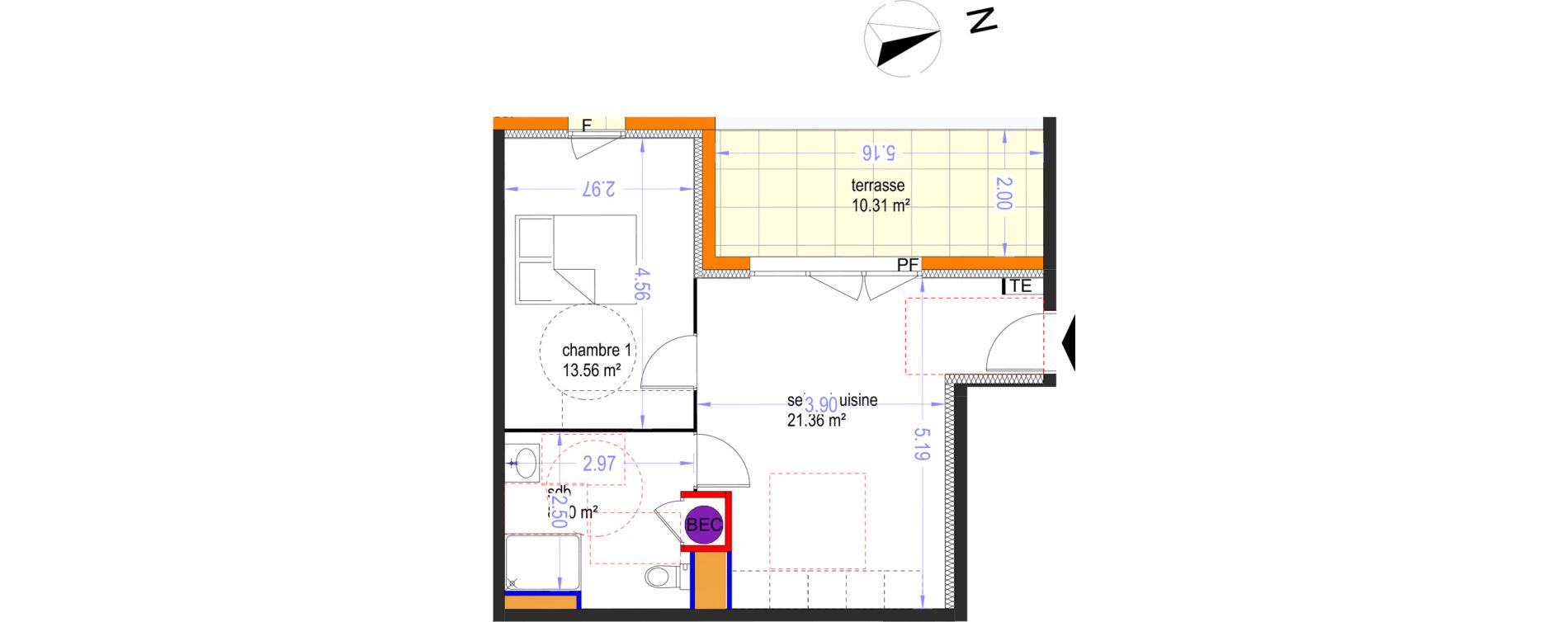 Appartement T2 de 43,12 m2 &agrave; Istres Les beaumes