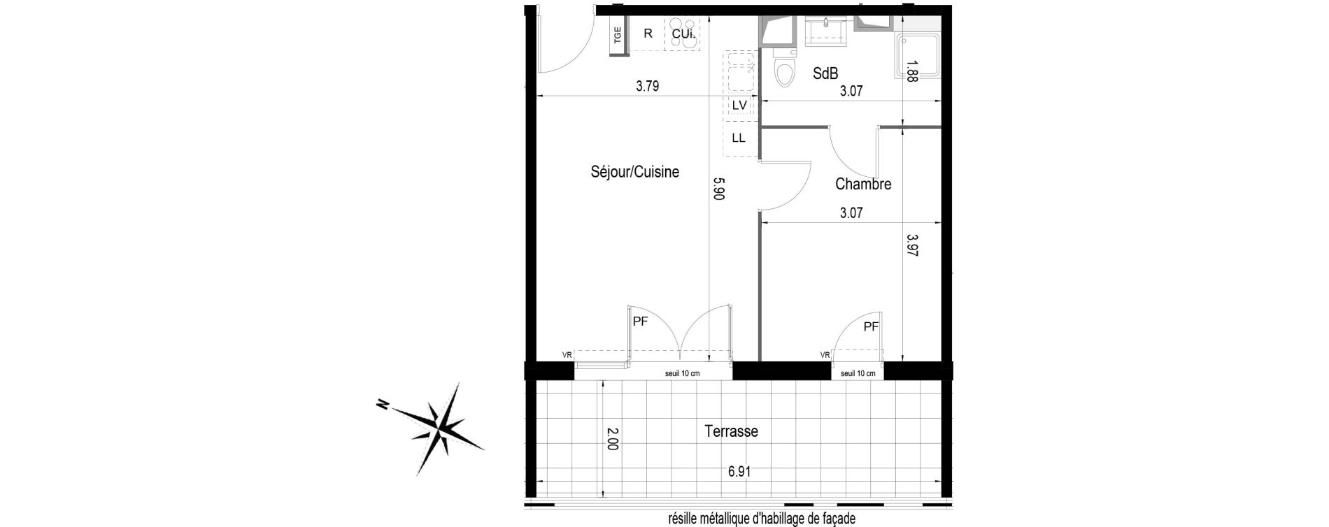 Appartement T2 de 39,55 m2 &agrave; Istres Centre