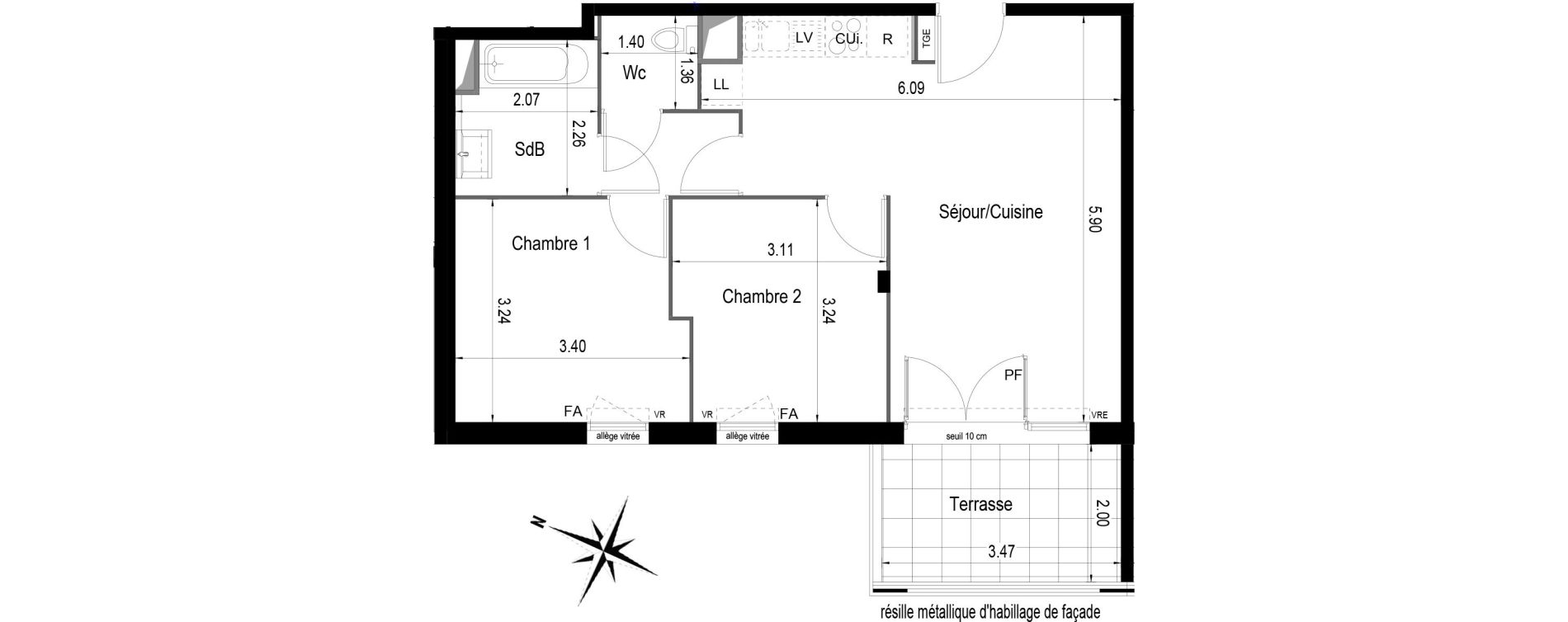 Appartement T3 de 54,30 m2 &agrave; Istres Centre