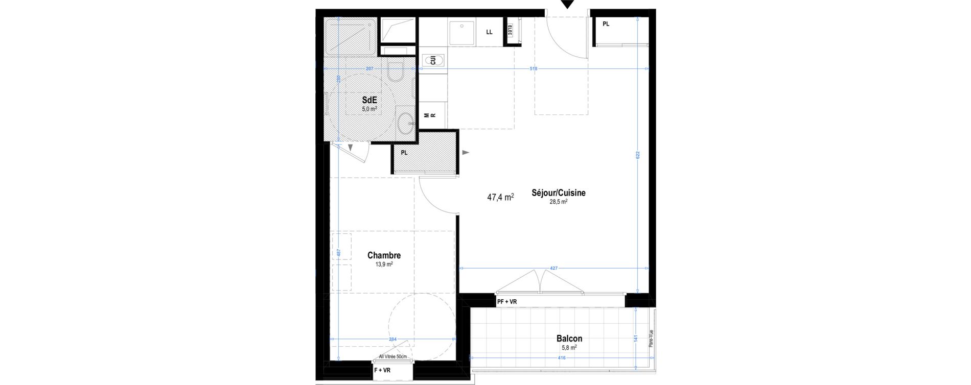 Appartement T2 meubl&eacute; de 47,40 m2 &agrave; Istres Les beaumes